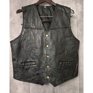 Men's Genuine Leather Motorcycle Biker Vest Sz XL Grunge Western Outdoor Gothic